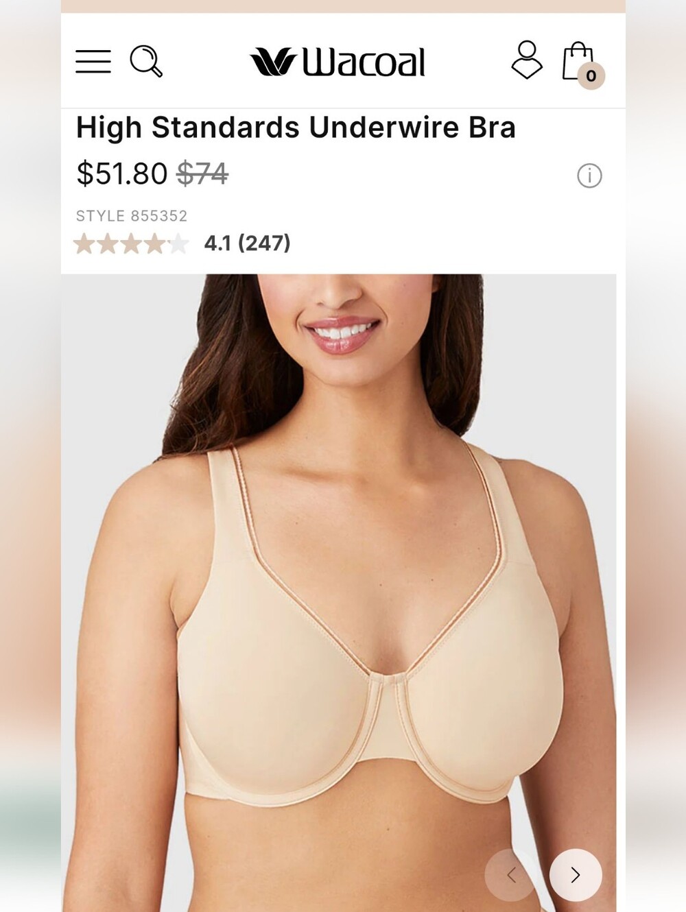 Wacoal High Standards Underwire Bra